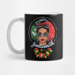 Juneteenth celebration day messy bun woman Mug